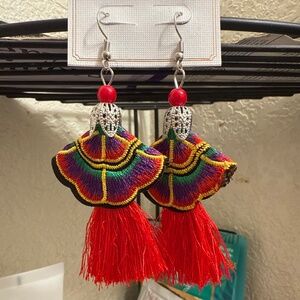 Women’s Retro Ethnic style embroidery dangle earrings